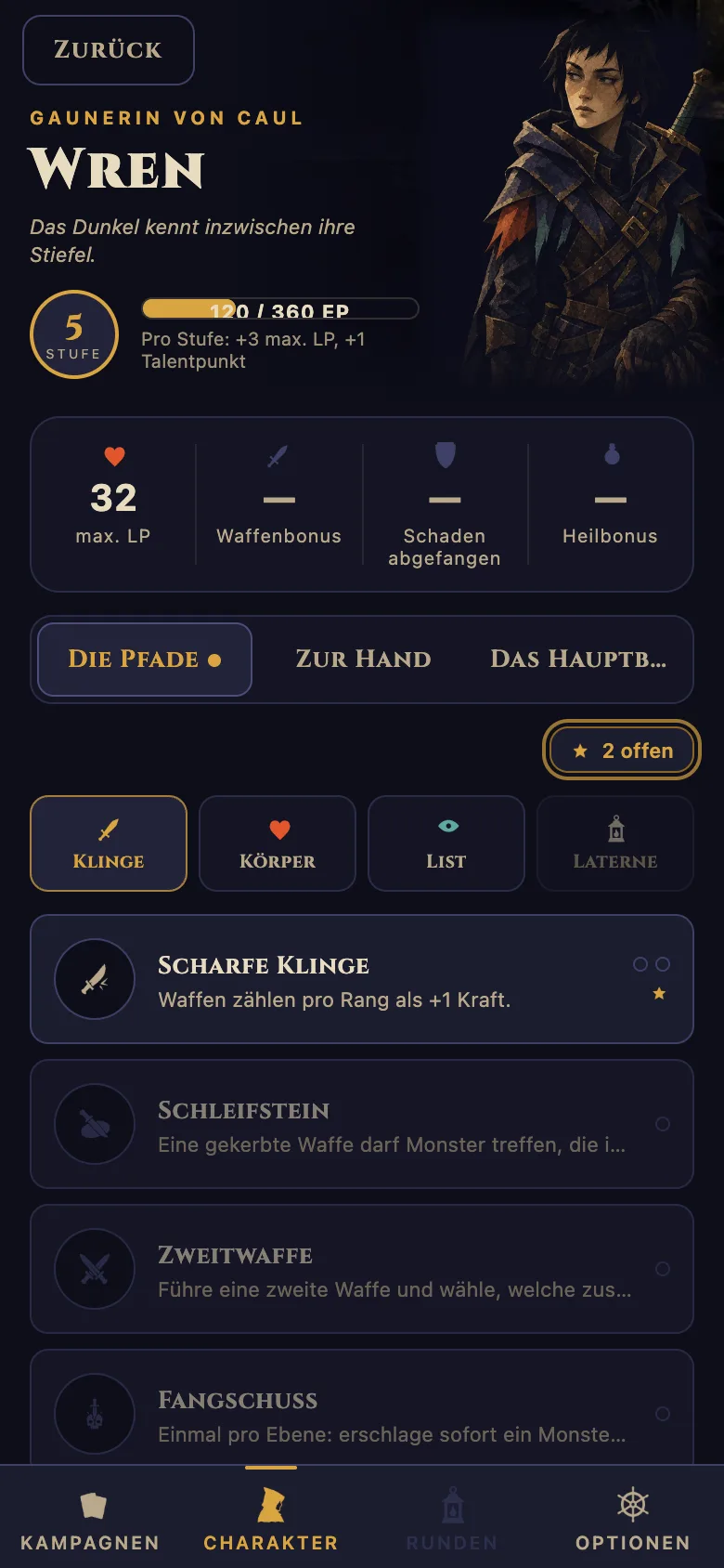 Klinge, Körper, List — die Pfade